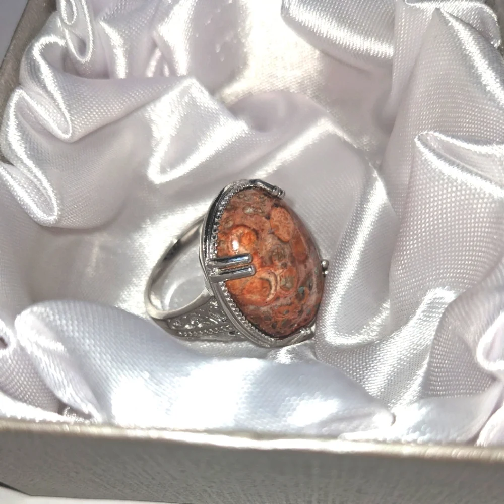 NWT Karis Poppy Jasper 20.90 ctw‎ Solitaire Ring Platinum Bond Size 10